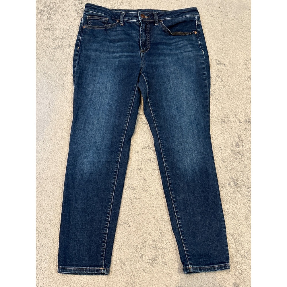 Chicos Skinny Ankle Jeans Dark Wash Blue Denim Size 6P Petite Stretch